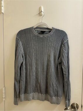 Kith 101 Cable Knit Crewneck Sweater in Washed Blue / Grey size Small
